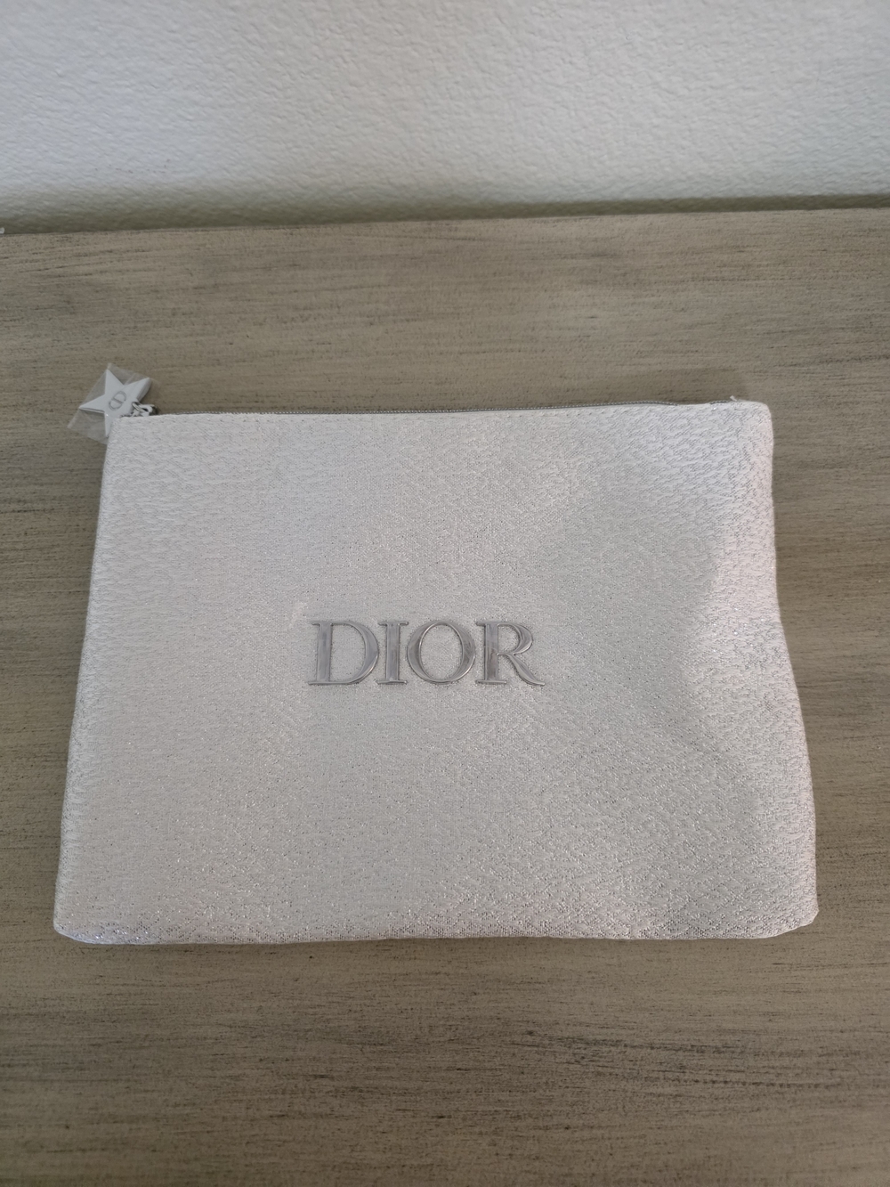 DIOR Metallic White Cosmetic Pouch